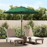 vidaXL Umbrelă de soare de exterior, stâlp aluminiu, verde, 270 cm