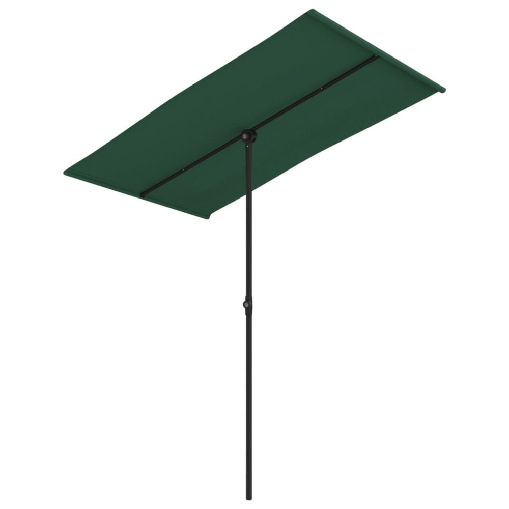 vidaXL Umbrelă de soare de grădină, stâlp aluminiu, verde, 180x110 cm