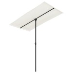 vidaXL Umbrelă de soare grădină stâlp aluminiu alb nisipiu 180x110 cm vidaXL Umbrelă de soare grădină stâlp aluminiu alb nisipiu 180x110 cm