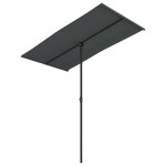 vidaXL Umbrelă de soare exterior, stâlp aluminiu, antracit, 180x110 cm