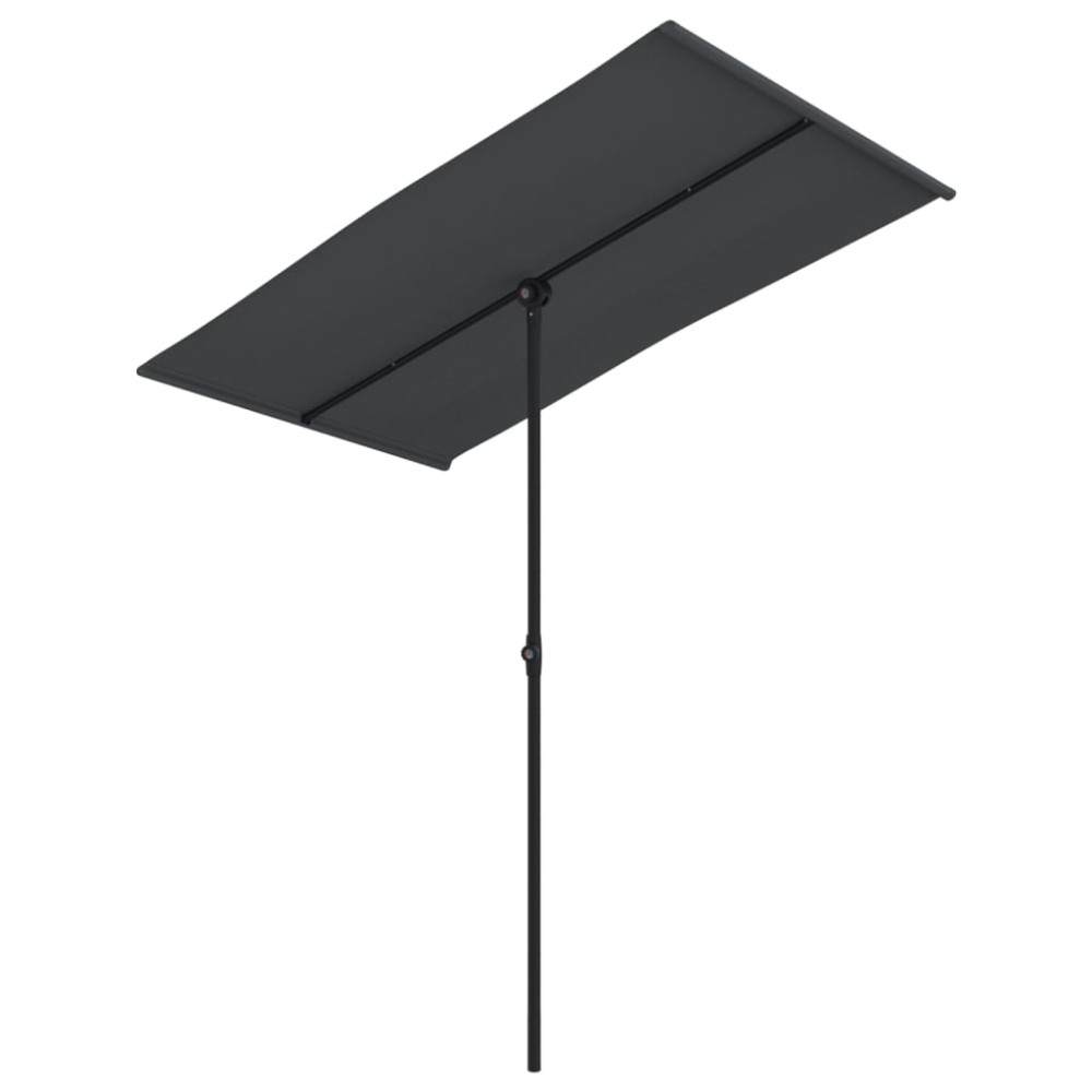 vidaXL Umbrelă de soare de grădină, stâlp aluminiu, negru, 180x110 cm