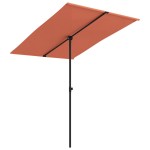 vidaXL Umbrelă de soare grădină, stâlp aluminiu, cărămiziu, 2x1,5 cm