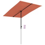vidaXL Umbrelă de soare grădină, stâlp aluminiu, cărămiziu, 2x1,5 cm