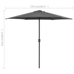 vidaXL Umbrelă de soare cu stâlp din aluminiu, antracit, 270x246 cm vidaXL Umbrelă de soare cu stâlp din aluminiu, antracit, 270x246 cm