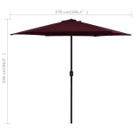 vidaXL Umbrelă soare de grădină stâlp aluminiu roșu bordo 270x246 cm