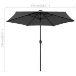 vidaXL Umbrelă de soare cu LED-uri, stâlp aluminiu, antracit, 270 cm vidaXL Umbrelă de soare cu LED-uri, stâlp aluminiu, antracit, 270 cm