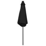 vidaXL Umbrelă de soare cu LED-uri, stâlp din aluminiu, negru, 270 cm