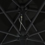 vidaXL Umbrelă de soare cu LED-uri, stâlp din aluminiu, negru, 270 cm
