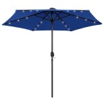 vidaXL Umbrelă de soare cu LED-uri, stâlp din aluminiu, azuriu, 270 cm vidaXL Umbrelă de soare cu LED-uri, stâlp din aluminiu, azuriu, 270 cm