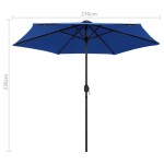 vidaXL Umbrelă de soare cu LED-uri, stâlp din aluminiu, azuriu, 270 cm vidaXL Umbrelă de soare cu LED-uri, stâlp din aluminiu, azuriu, 270 cm