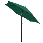 vidaXL Umbrelă de soare cu LED-uri, stâlp din aluminiu, verde, 300 cm
