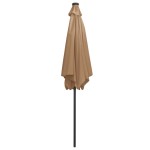 vidaXL Umbrelă de soare cu LED-uri, stâlp din aluminiu, taupe, 300 cm