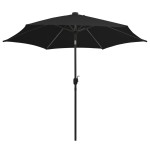 vidaXL Umbrelă de soare cu LED-uri, stâlp din aluminiu, negru, 300 cm vidaXL Umbrelă de soare cu LED-uri, stâlp din aluminiu, negru, 300 cm