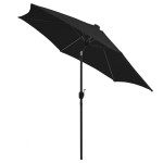 vidaXL Umbrelă de soare cu LED-uri, stâlp din aluminiu, negru, 300 cm vidaXL Umbrelă de soare cu LED-uri, stâlp din aluminiu, negru, 300 cm