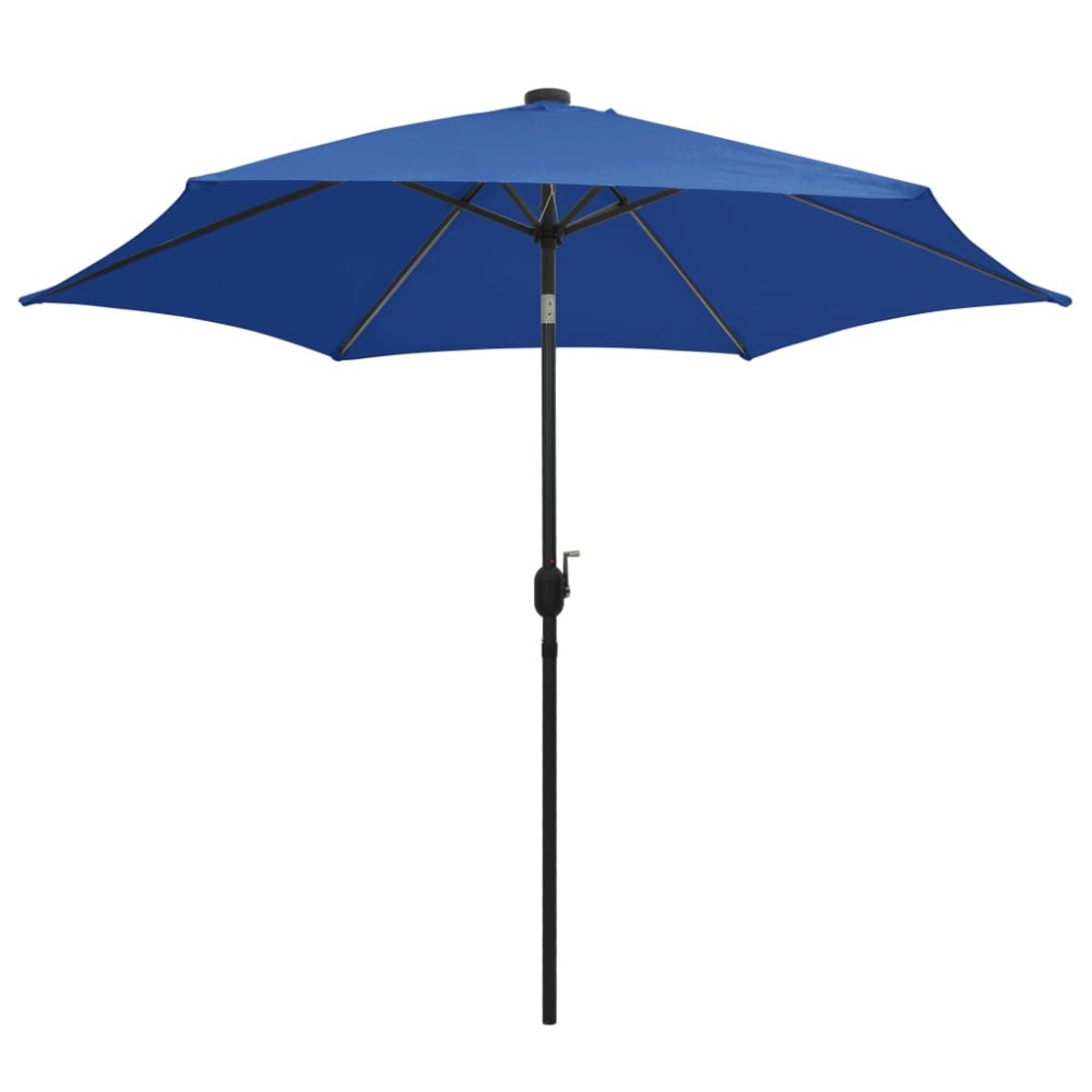 vidaXL Umbrelă de soare cu LED-uri, stâlp din aluminiu, azuriu, 300 cm