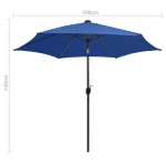 vidaXL Umbrelă de soare cu LED-uri, stâlp din aluminiu, azuriu, 300 cm vidaXL Umbrelă de soare cu LED-uri, stâlp din aluminiu, azuriu, 300 cm