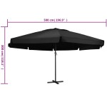 vidaXL Umbrelă de soare de grădină, stâlp din aluminiu, negru, 500 cm vidaXL Umbrelă de soare de grădină, stâlp din aluminiu, negru, 500 cm