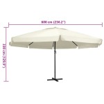 vidaXL Umbrelă de soare de grădină, stâlp aluminiu alb nisipiu 600 cm vidaXL Umbrelă de soare de grădină, stâlp aluminiu alb nisipiu 600 cm
