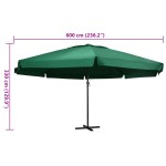 vidaXL Umbrelă de soare de grădină, stâlp aluminiu, verde, 600 cm vidaXL Umbrelă de soare de grădină, stâlp aluminiu, verde, 600 cm