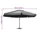 vidaXL Umbrelă de soare de exterior, stâlp aluminiu, antracit, 600 cm vidaXL Umbrelă de soare de exterior, stâlp aluminiu, antracit, 600 cm