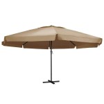 vidaXL Umbrelă soare de exterior cu stâlp aluminiu gri taupe 600 cm