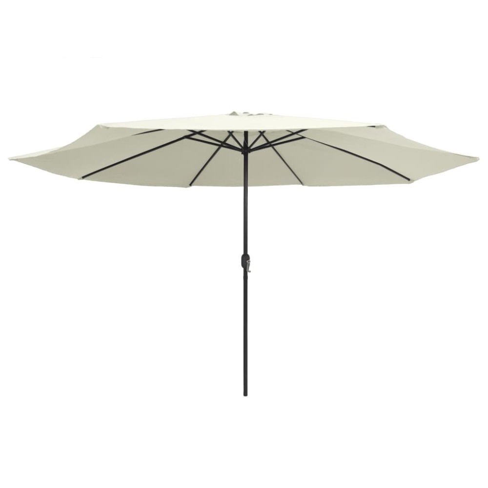 vidaXL Umbrelă de soare de grădină, stâlp metalic, alb nisipiu 390 cm