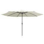 vidaXL Umbrelă de soare de grădină, stâlp metalic, alb nisipiu 390 cm vidaXL Umbrelă de soare de grădină, stâlp metalic, alb nisipiu 390 cm