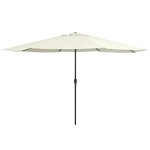 vidaXL Umbrelă de soare de grădină, stâlp metalic, alb nisipiu 390 cm vidaXL Umbrelă de soare de grădină, stâlp metalic, alb nisipiu 390 cm
