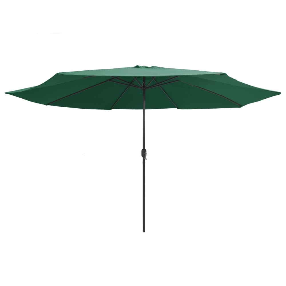 vidaXL Umbrelă de soare de grădină, stâlp metalic, verde, 390 cm