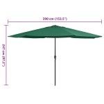 vidaXL Umbrelă de soare de grădină, stâlp metalic, verde, 390 cm vidaXL Umbrelă de soare de grădină, stâlp metalic, verde, 390 cm