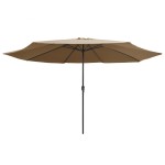 vidaXL Umbrelă de soare de grădină, stâlp metalic, taupe, 390 cm vidaXL Umbrelă de soare de grădină, stâlp metalic, taupe, 390 cm
