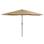 vidaXL Umbrelă de soare de grădină, stâlp metalic, taupe, 390 cm vidaXL Umbrelă de soare de grădină, stâlp metalic, taupe, 390 cm