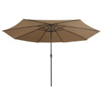 vidaXL Umbrelă de soare de grădină, stâlp metalic, taupe, 390 cm vidaXL Umbrelă de soare de grădină, stâlp metalic, taupe, 390 cm