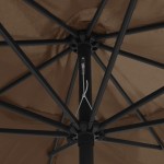 vidaXL Umbrelă de soare de grădină, stâlp metalic, taupe, 390 cm vidaXL Umbrelă de soare de grădină, stâlp metalic, taupe, 390 cm
