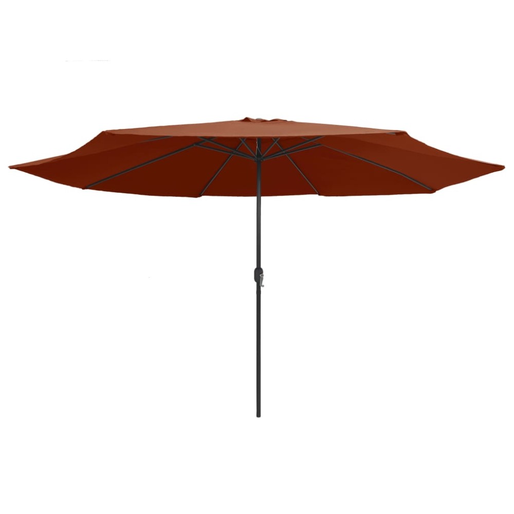 vidaXL Umbrelă de soare de grădină, stâlp metalic, cărămiziu, 390 cm