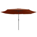 vidaXL Umbrelă de soare de grădină, stâlp metalic, cărămiziu, 390 cm vidaXL Umbrelă de soare de grădină, stâlp metalic, cărămiziu, 390 cm