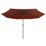 vidaXL Umbrelă de soare de grădină, stâlp metalic, cărămiziu, 390 cm vidaXL Umbrelă de soare de grădină, stâlp metalic, cărămiziu, 390 cm
