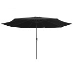 vidaXL Umbrelă de soare de grădină, stâlp metalic, negru, 390 cm vidaXL Umbrelă de soare de grădină, stâlp metalic, negru, 390 cm