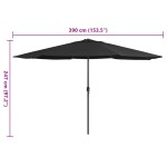 vidaXL Umbrelă de soare de grădină, stâlp metalic, negru, 390 cm vidaXL Umbrelă de soare de grădină, stâlp metalic, negru, 390 cm