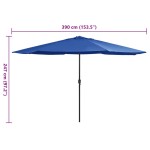 vidaXL Umbrelă de soare de grădină, stâlp metalic, azuriu, 390 cm vidaXL Umbrelă de soare de grădină, stâlp metalic, azuriu, 390 cm