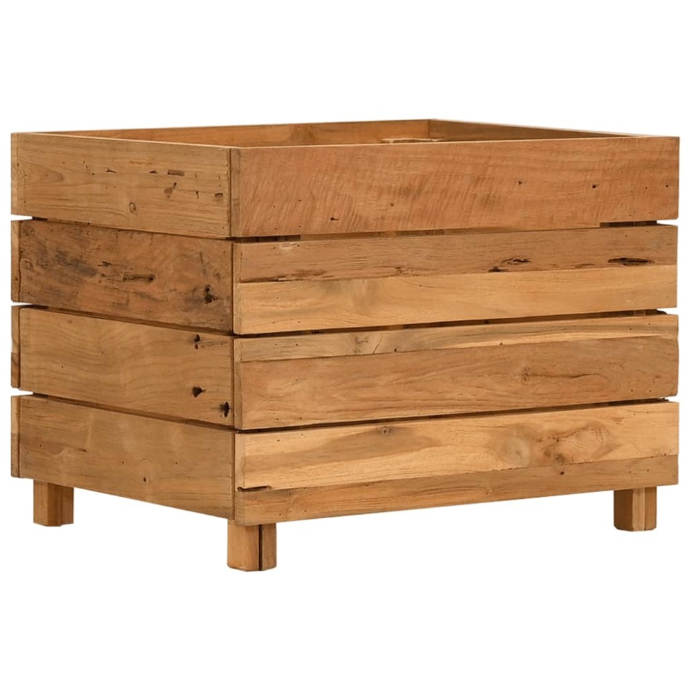 vidaXL Strat înălțat, 50x40x38 cm, lemn de tec reciclat și oțel