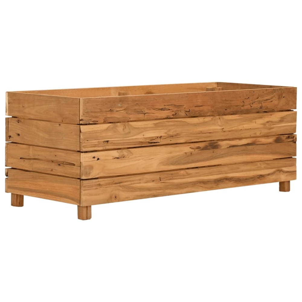 vidaXL Strat înălțat, 100x40x38 cm, lemn de tec reciclat și oțel