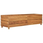 vidaXL Strat înălțat, 150x40x38 cm, lemn de tec reciclat și oțel