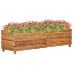 vidaXL Strat înălțat, 150x40x38 cm, lemn de tec reciclat și oțel