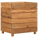 vidaXL Strat înălțat, 50x40x55 cm, lemn de tec reciclat și oțel