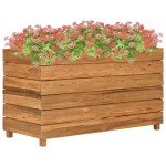vidaXL Strat înălțat, 100x40x55 cm, lemn de tec reciclat și oțel vidaXL Strat înălțat, 100x40x55 cm, lemn de tec reciclat și oțel