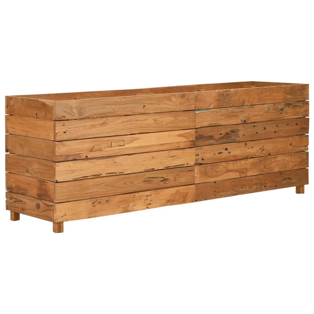 vidaXL Strat înălțat, 150x40x55 cm, lemn de tec reciclat și oțel