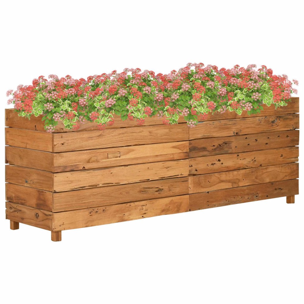 vidaXL Strat înălțat, 150x40x55 cm, lemn de tec reciclat și oțel