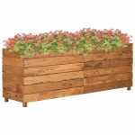 vidaXL Strat înălțat, 150x40x55 cm, lemn de tec reciclat și oțel
