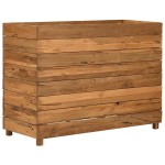 vidaXL Strat înălțat, 100x40x72 cm, lemn de tec reciclat și oțel vidaXL Strat înălțat, 100x40x72 cm, lemn de tec reciclat și oțel